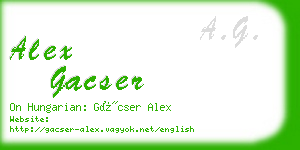 alex gacser business card